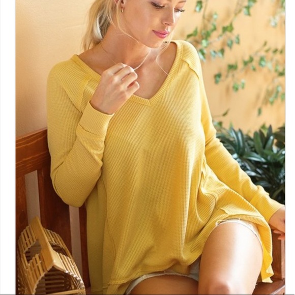 Sweaters - NEW Sunshine Yellow Waffle knit Cozy Sweater Top